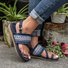 Mulher Pu Sandálias Casual Faixa elástica Sapatos