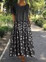 Ponto-intarsia Manga Curta Tecelagem Vestido