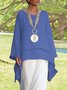 Casual Manga Comprida Pescoço tripulação Blusa
