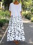 Ponto-intarsia Manga Curta Tecelagem Vestido