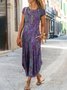 Casual Linha-A Manga Curta Ombre / Tie-Dye Tricô Vestido