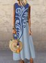 Casual Cor Quadra Tecelagem Vestido