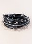 Rétro Strass metal bola Pu pulseira