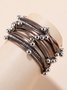 Rétro Strass metal bola Pu pulseira
