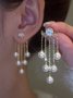 Pérola Borla Strass brincos