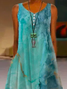 Casual Afrouxar Gola  V Sem Manga Tecido Vestido