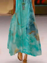 Casual Afrouxar Gola  V Sem Manga Tecido Vestido