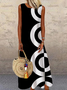 Casual Cor Quadra Tecelagem Vestido