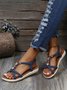 Moonstone Frisado Fino Alça Cruz Boêmio Casual Sandálias