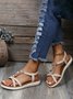 Moonstone Frisado Fino Alça Cruz Boêmio Casual Sandálias