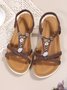 Moonstone Frisado Fino Alça Cruz Boêmio Casual Sandálias