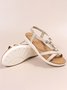 Moonstone Frisado Fino Alça Cruz Boêmio Casual Sandálias
