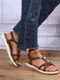 Moonstone Frisado Fino Alça Cruz Boêmio Casual Sandálias