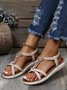 Moonstone Frisado Fino Alça Cruz Boêmio Casual Sandálias