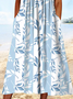 Casual Floral Manga Curta Vestido