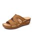 Floral Bordado Cutout Boêmio Casual Cunha Slides