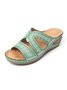 Floral Bordado Cutout Boêmio Casual Cunha Slides