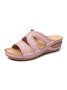 Floral Bordado Cutout Boêmio Casual Cunha Slides