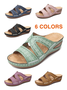 Floral Bordado Cutout Boêmio Casual Cunha Slides