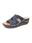 Floral Bordado Cutout Boêmio Casual Cunha Slides