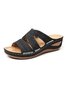 Floral Bordado Cutout Boêmio Casual Cunha Slides