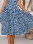 Floral Impresso Gola  V Casual Vestido