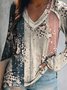 Manga Comprida Gola  V Floral Casual Camisa