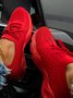 Malha Plataforma Cor sólida Com cordões Flyknit Peso leve suave Único Slip-On Sapatilhas