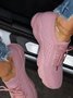 Malha Plataforma Cor sólida Com cordões Flyknit Peso leve suave Único Slip-On Sapatilhas
