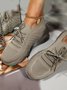 Malha Plataforma Cor sólida Com cordões Flyknit Peso leve suave Único Slip-On Sapatilhas