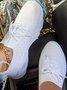 Malha Plataforma Cor sólida Com cordões Flyknit Peso leve suave Único Slip-On Sapatilhas