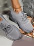 Malha Plataforma Cor sólida Com cordões Flyknit Peso leve suave Único Slip-On Sapatilhas