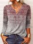 Étnico Manga Comprida Entalhado Casual Camisa