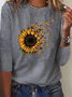girassol Manga Comprida Pescoço tripulação Camisa