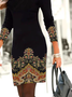 Gola  V Casual Solto Vestido