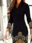 Gola  V Casual Solto Vestido