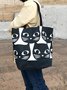 Casual Preto Padrão de gato Ombro Bolsa Padrão de gato Compras Bolsa diariamente passeio Roupa Coincidindo