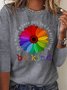 girassol Pescoço tripulação Solto Camisa