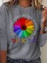 girassol Pescoço tripulação Solto Camisa