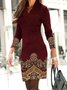 Gola  V Casual Solto Vestido
