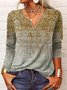 Étnico Manga Comprida Entalhado Casual Camisa