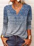 Étnico Manga Comprida Entalhado Casual Camisa