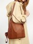 Retro suave Couro Fecho eclair Mochila Ombro Bolsa Organizador