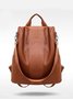 Retro suave Couro Fecho eclair Mochila Ombro Bolsa Organizador