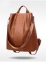 Retro suave Couro Fecho eclair Mochila Ombro Bolsa Organizador