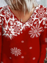 Natal Floco de neve Manga Comprida Gola  V Casual Camisa Túnica