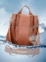 Retro suave Couro Fecho eclair Mochila Ombro Bolsa Organizador
