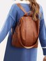 Retro suave Couro Fecho eclair Mochila Ombro Bolsa Organizador