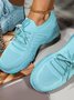 Malha Plataforma Cor sólida Com cordões Flyknit Peso leve suave Único Slip-On Sapatilhas