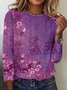 Casual Pescoço tripulação Floral Camisa